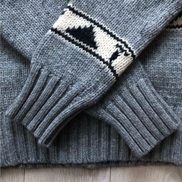 Aritzia TNA Sea To Sky Lambswool Chunky Knit Zip Sweater Medium Nordic Fair Isle - Picture 11 of 14